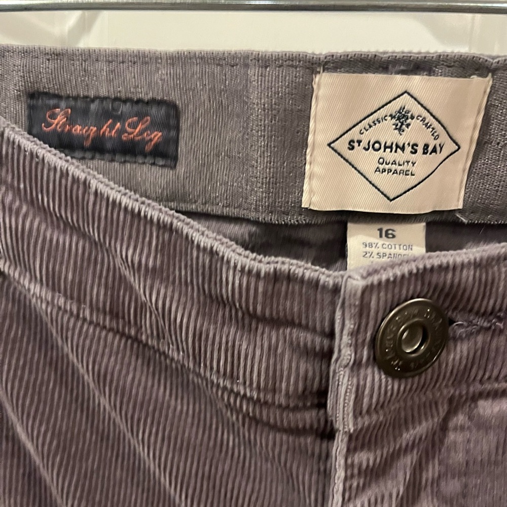 St. John’s Bay Grey Straight Leg Corduroy Pants Size 16 - Picture 2 of 5
